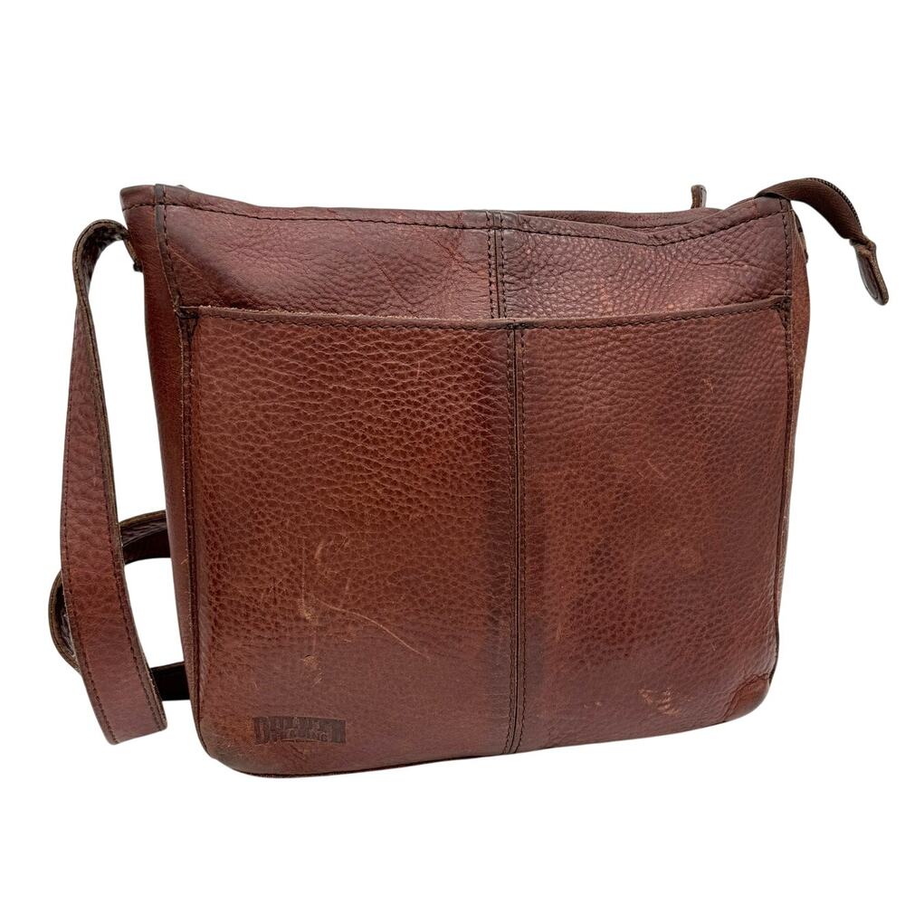 Duluth Trading Co Crossbody Bag Leather Distressed Brown Adjustable Strap